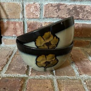 Pfaltzgraff Everyday Painted Poppies Soup/Cereal Bowls Set of 2